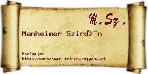 Manheimer Szirén névjegykártya